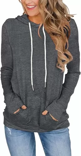 Women's Long Sleeve Hoodies Tops Lightweight Hooded Sweatshirts Pullover Casual Tunic Shirts with Pocket