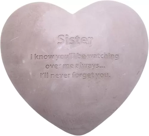 Wowser Heart Shaped Memorial Stone, Sympathy Gift, Remembrance Garden Accent, 6 Inches (Sister)