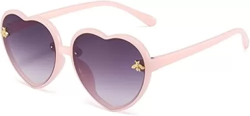 WZWLKJ Heart Shaped Bee Cute Fashion Sunglasses for kids UV 400 Protection Outdoor Beach Holiday