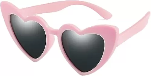 WZWLKJ Love Heart Shaped Sunglasses for Girls Vintage UV 400 Protection Soft Rubber Kids Sunglasses for Holiday Outdoor Beach