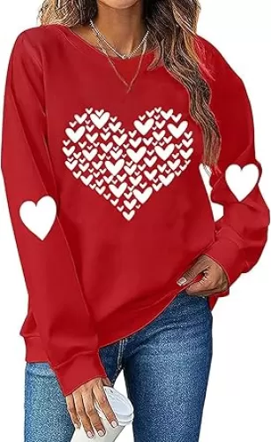 Ykomow Long Sleeve Valentines Shirts Women Plaid Love Heart Valentine