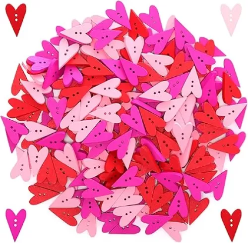 Zeyune 200 Pcs Wooden Hearts Buttons Bulk for Crafts 1 Inch Tiny Heart Buttons with 2 Holes Vintage Mixed Sewing for Scrapbooking Clothing Festival Wedding Card Gifts DIY(Multicolor)