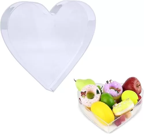 10'' Hard Acrylic Letter Box Charcuterie Letters Fillable Box Reusable Hollow Letter Serving Tray Candy Dish for Birthday Party Decor Letter Boxes Plates for Food, Without Lid (Clear, Heart Shaped)