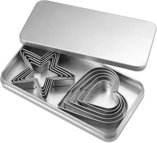 10Pcs Cookie Cutters Set Stainless Steel Biscuit Cutter Love Heart Shape and Star Shape Baking Vegetable Donuts Shape Cutters