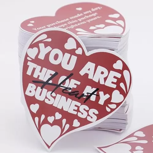 200PCS You Are The Heart of My Business Cards, Mini Package Inserts for Home Business, Red Double-sided Printing Heart Shaped Thank You for Small Business Owners Stores Online Retailers