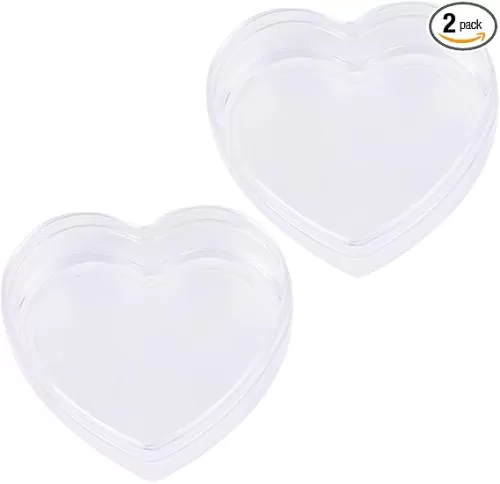 2Pcs Transparent Plastic Heart Shaped Acrylic Box with Lid Mini Storage Candy Boxes Cube Organizer Containers for Tiny Jewelry Party Favors Supplies