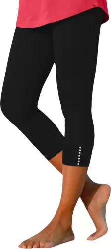 3/4 Leggings for Women Rhinestone Dog Paw Heart Yoga Tights Tummy Control Work Out Exercise Yoga Pants Summer Bottoms