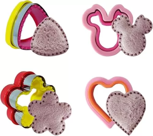 4 Pcs Sandwich Cutter and Sealer Set, Aoerfes Bread Sandwich Decruster Heart Cookie Cutter DIY Cookie Cutters for Kids Bento Box, Heart Flower Taco Shapes Mold