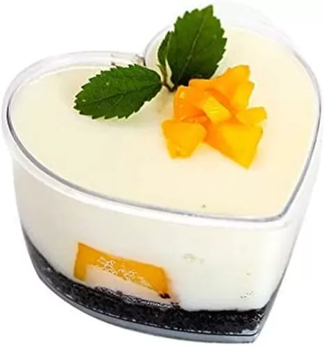 40 Packs 5 Oz 150ml Heart-Shaped Clear Plastic Ice Cream Dessert Bowls Tumbler Cups Tasting Sample Cup Disposable Sundae Bowls Dessert Cups Holder Salad Serving Bowl for Wedding Party