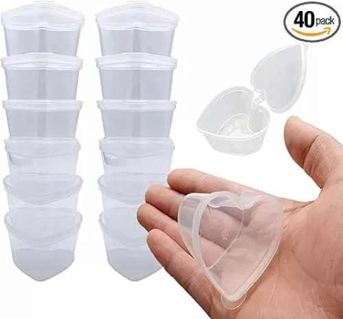 40 Packs Slime Containers, Heart Shaped Slime Storage Containers With Lids for 20g Slime DIY Art Craft Making