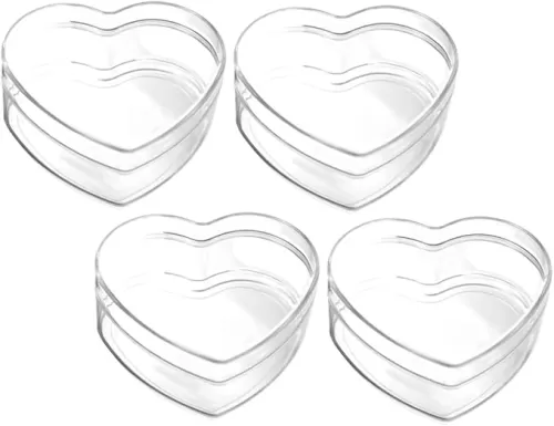 4pcs Boxes Heart Shape Candy Containers Party Favor Containers Mini Jewelry Storage Mini Containers Candy Favor Containers Clear Container Heart-Shaped Acrylic Snack Box