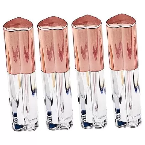4pcs Heart Shaped Lip Gloss Bottles Transparent Plastic Empty Lip Oil Containers