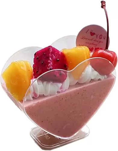 50 Packs 80ml Clear Mousse Dessert Cups Heart-Shaped Cake Cups Disposable Ice Cream Dessert Bowls Tasting Sample Cup Salad Sundae Pudding Cups Plastic Tableware Supplies for Party Wedding