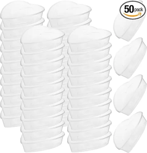 50 Pcs 17 Oz Valentine's Day Heart Shaped Container Plastic Seasoning Containers Box Food Storage Containers with Clear Transparent Lids Reusable Dessert Box for Valentine Fruit Vegetable(Transparent)