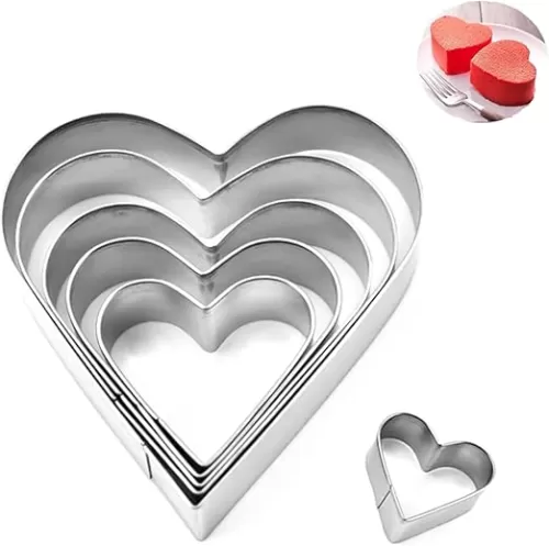 5PCS Stainless Steel Heart Shape Cookie Cutter Biscuits Cutters Cake Mould Decorating Baking Pan Tin DIY Cake Mould Kitchen Supplies