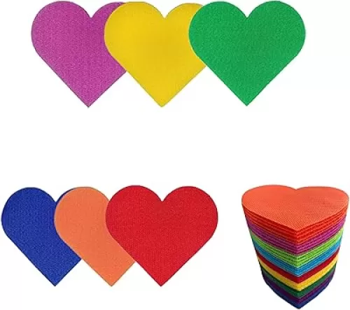 63 Pieces Carpet Markers Floor Dots Heart-Shaped Preschool Kindergarten ＆ Children's Classrooms ＆ Gymnasium Floor Markers to Decorate Classrooms 9 Bright Colors, 3.9*3.9*3.9inch