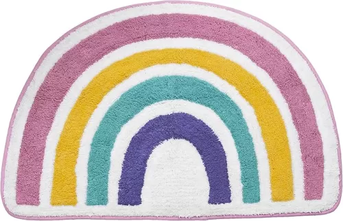 Allure Home Creation Rainbow Hearts 100% Cotton 33” x 22” Shaped Bath Rug