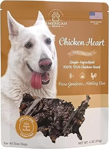 American Paws Dehydrated Chicken Hearts Dog Treats, Only One Ingredient, No Additives, Made and Sourced in USA