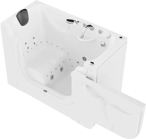 ANZZI Series 30 in. x 60 in. Right Drain Wheelchair Access Walk-In Whirlpool and Air Tub with Powered Fast Drain in White