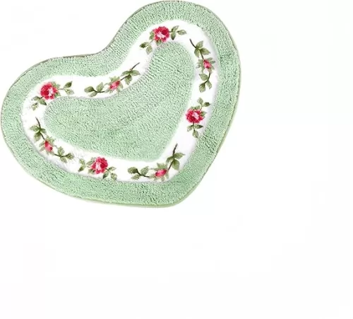 Bathroom Floor mat, Heart-Shaped Bathroom Non-Slip matToilet Non-Slip Carpet mat(Green) 20‘’×17‘’