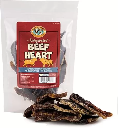 Beef Heart for Dogs - Dehydrated Beef Jerky Dog Treats - Single Ingredient Treat for Training or Reward - 100% Natural Treats - 3.5oz