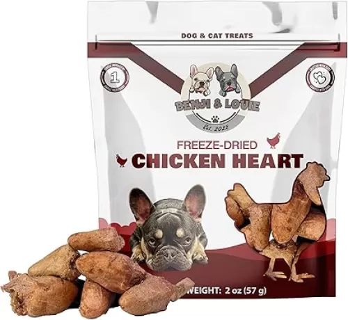 Benji & Louie Freeze Dried Chicken Heart - Natural Healthy Dog and Cat Treats, Single Ingredient, 2 oz