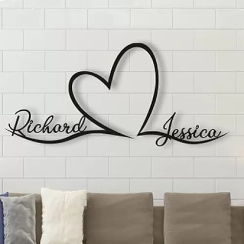 BEVUVA Customized Metal Love Sign, Heart and Love Wall Art, Personalized Home Decor, New Home, Housewarming Gift