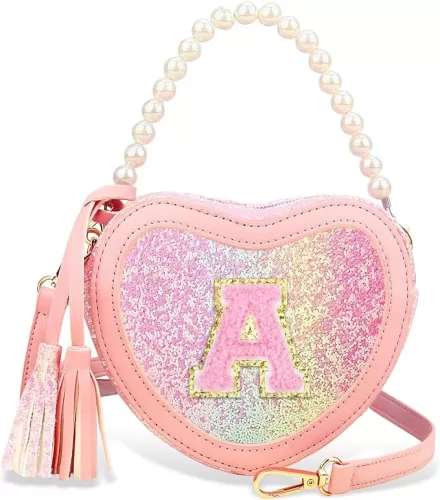 Birthday Purse Gifts for Little Girls - Girls Heart Princess Handbags Shoulder Kids Crossbody Bag Toddler Purse for Christmas Gift A