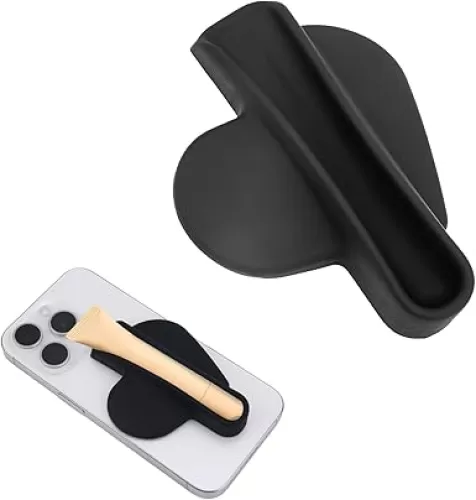 Black Silicone Lip Gloss Holder, Heart Shape Lip Gloss Phone Case Lipgloss Phone Case Holder Silky Lip Holder Adhesive Sleeve Lipstick Phone Holder for Android iPhone Smartphones