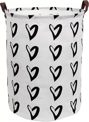 CLOCOR Toy Large Storage Bin-Cotton Storage Basket-Round Gift Basket with Handles for Toys, Laundry, Baby Nursery(Love Heart)