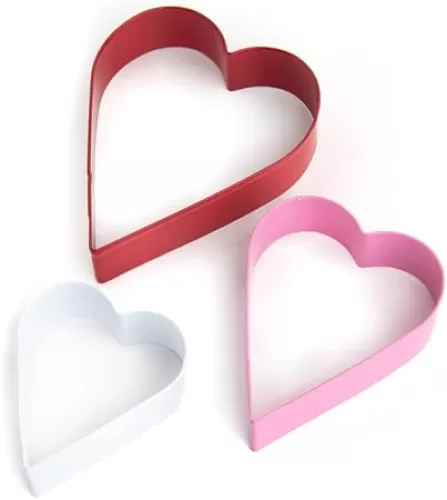 Cookie Cutter Kingdom, Heart Cookie Cutters, 3 Pack, Valentines Day, Stainless Steel, Beautful Coated Finish, Mold for Cakes Biscuits and Sandwiches (Heart 3 Pack)