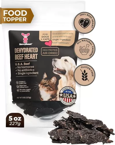 Dehydrated Beef Heart for Dog Treats – Single Ingredient, Air-Dried Organ Meat – Rich in Taurine, Grain-Free & High-Protein Snack – Training Treats for Dogs & Cats – Made in USA – 5 oz