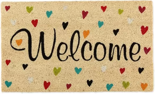 DII Natural Coir Doormat Outdoor Welcome Mat, 17x29, Hearts