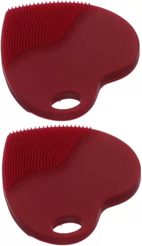 Dual-Sided Silicone Scalp Massager Brush Heart Shaped Dandruff Removal Head Massage Promotes Hair Growth for Travel Shower and Bath
