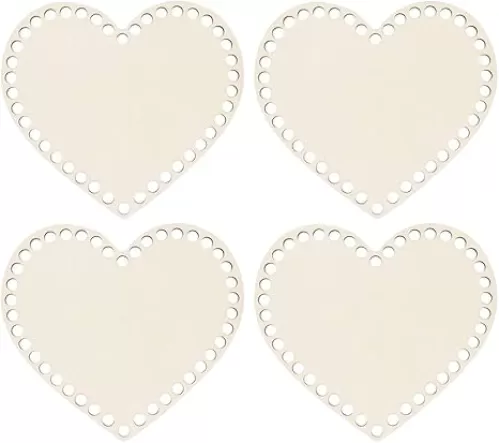 EXCEART 12pcs Heart-Shaped Wooden Bag Bottom Base for DIY Crochet Projects Material for Handmade Love Bags and Creative Crafting