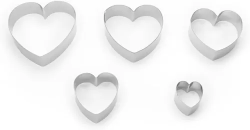 Fox Run Heart Shaped Cookie Cutters, 5-Piece Set with Storage Tin Included, Stainless Steel