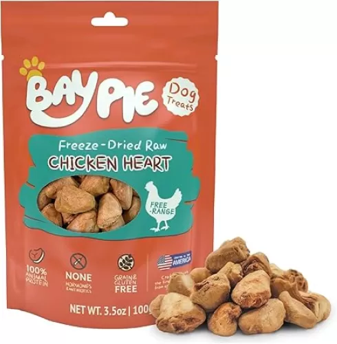 Freeze Dried Raw Chicken Hearts Dog and Cat Treats 3.5 oz, Single Ingredient Whole Chicken Hearts for Dogs, Healthy Dog Training Treats, Rawhide Free, Gluten&Grain Free