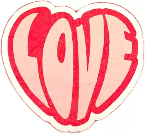 Funny Love Pink Heart Shaped Rug 31x26.7 Inch Cute Rugs for Bedroom Cartoon Non-Slip Accent Mat