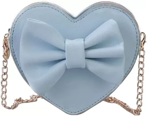 Goclothod Girls Bowknot Mini Coin Purse Heart Shape Cross Body Handbag Shoulder Bag Wallet