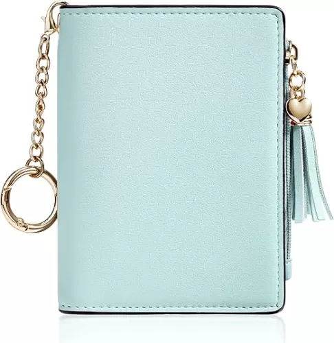 Gostwo Small Wallet Women RFID Wallet Girls Wallet with ID Window and Zippered Coin Pocket Tassel Cute Wallet Gift for Women Teenager Girls