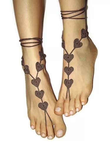 Handmade Heart Shape Barefoot Sandals, Anklet Foot Jewelry, Valentine