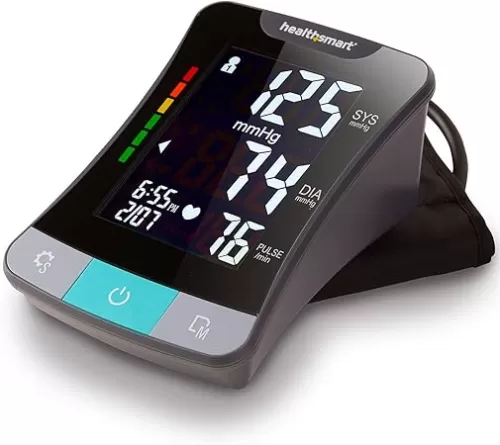 HealthSmart Digital Premium Blood Pressure Monitor with Automatic Upper Arm Cuff that Displays Blood Pressure, Pulse Rate and Irregular Heartbeat, Stores up to 120 Readings for 2 Users