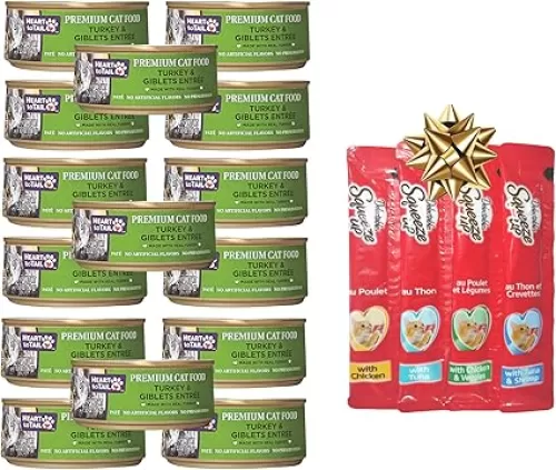 HEAR TO TAIL Heart to Tail CAT Food 5.5 OZ (15 Pack) Turkey & Giblets Entree + Gift Squeeze UP (4 UN)