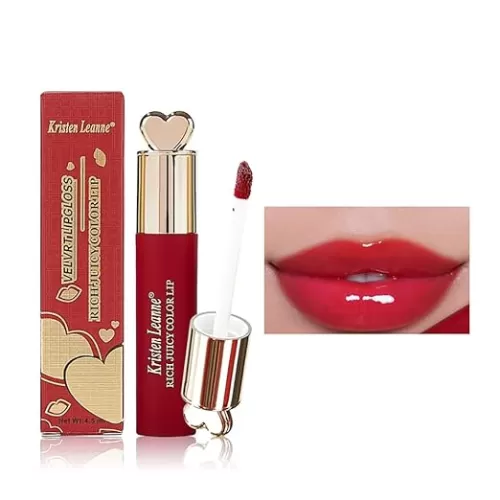 Heart Lipstick Love Water Mirror Lip Tint Long-lasting Moisturizing Red Pink Smooth Light Creamy Texture 8 Color Portable Beauty Lip Glaze Makeup Cosmetics High Pigment Liquid Lip Gloss (03#)