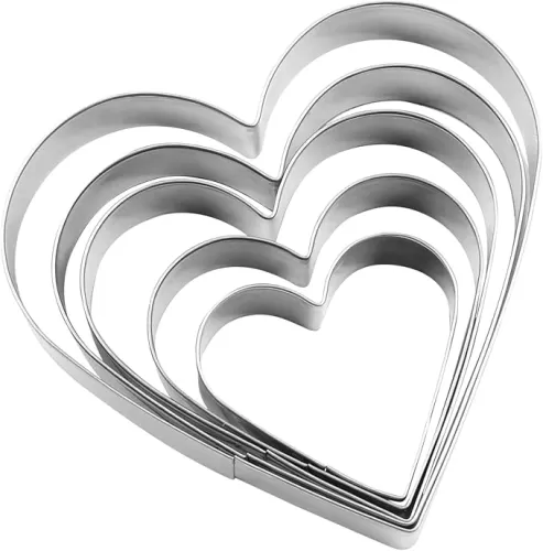 Hitefu 5PCS Heart Cookie Cutter Set, Valentine Heart Shapes Cookie Cutters, Stainless Steel Cookie Cutter Molds for Baking, Cookie, Biscuit, Sandwiches
