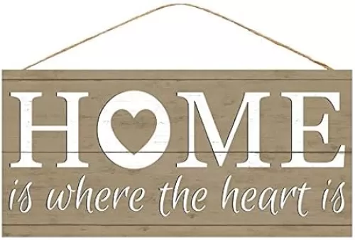 Home is Where The Heart is 12.5" L X 6" H Wooden Sign