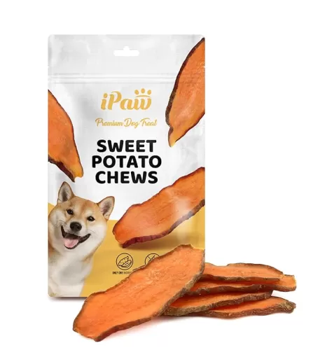 iPaw Dog Sweet Potato Chews, Single Ingredient Dog Treats for Vegetarian, All Natural Human Grade Puppy Chew, Rawhide Alternative, Hypoallergenic, Easy to Digest