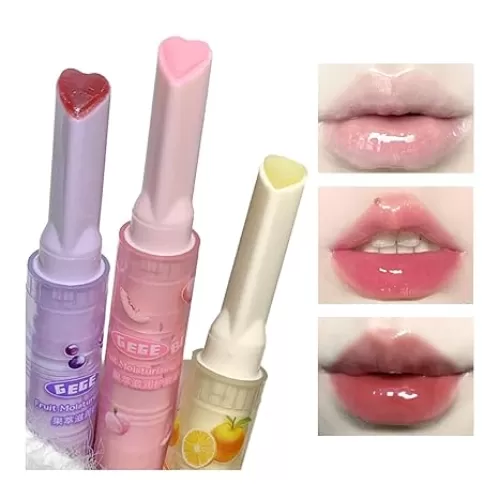 Jelly Lipstick Tinted Lip Gloss Heart Lip Glaze, 3 Colors Lipstick Long Lasting Moisturizing Tinted Lipgloss, Non-sticky, High Pigmented Glossy Lip Gloss