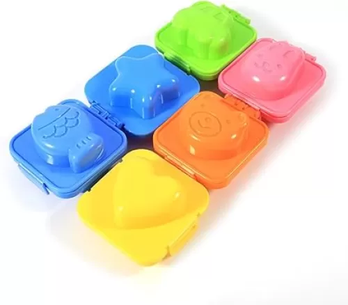 Joyzan Boiled Egg Models, Cartoon Cute Rabbit Bear Fish Car Star Love Heart Chicken Shape Eggs Model Set Rice Food Pan Cooking DIY Decorating Cake Tools Hard Cookery Kitchen Bento Kids Home 6Pcs