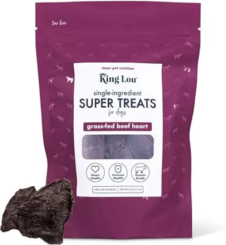 King Lou Pets - USA-Made Beef Heart Jerky Dog Treats - 1 lb Fresh Beef Prior to Dehydration